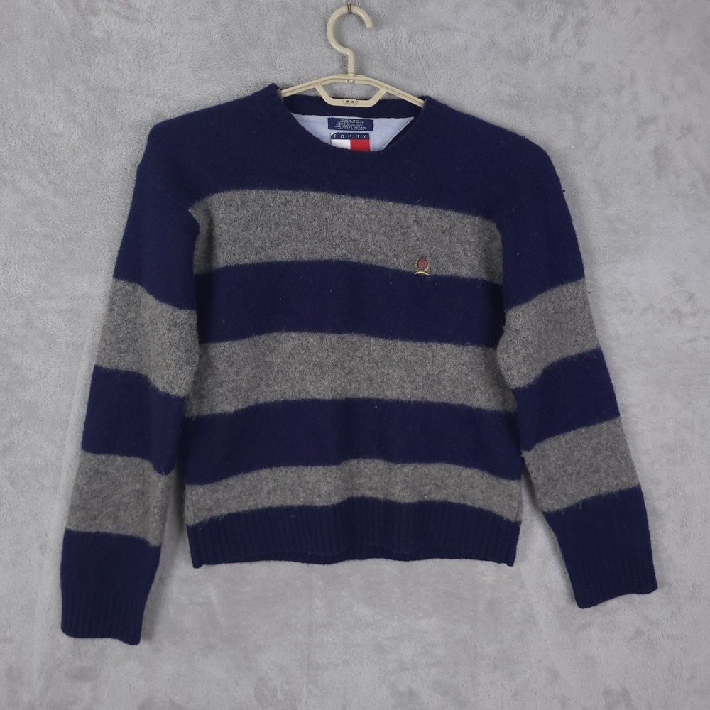 Vintage Tommy Hilfiger Sweater Mens Sz XL 100% Shetland Wool Long Sleeve Striped